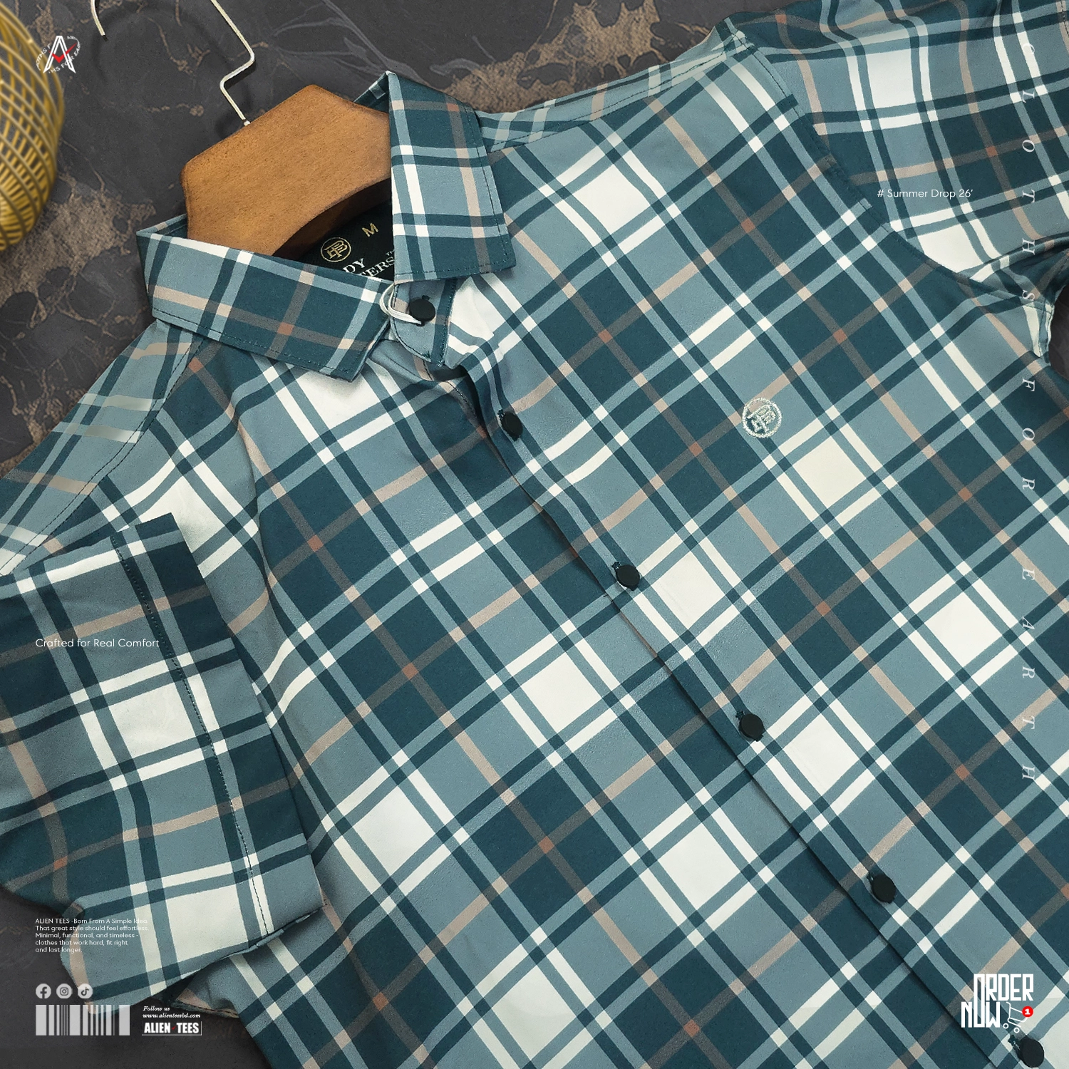 4H11 Lagoon Stripe - Plaid Half Shirt